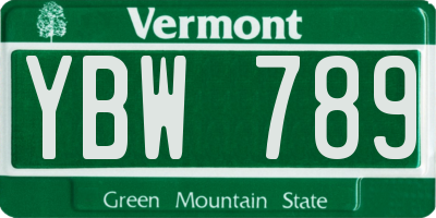 VT license plate YBW789
