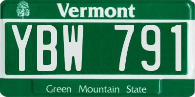VT license plate YBW791