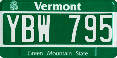 VT license plate YBW795