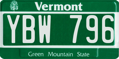 VT license plate YBW796