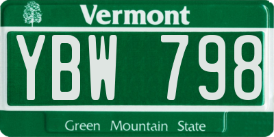 VT license plate YBW798