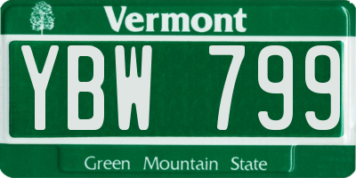 VT license plate YBW799