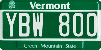 VT license plate YBW800