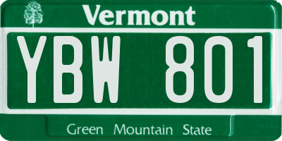 VT license plate YBW801