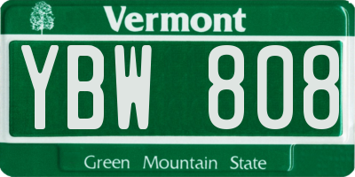 VT license plate YBW808