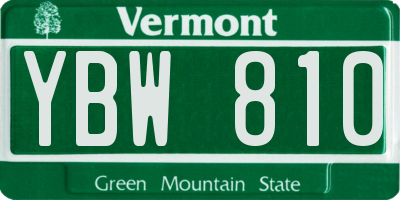 VT license plate YBW810