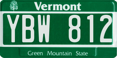 VT license plate YBW812