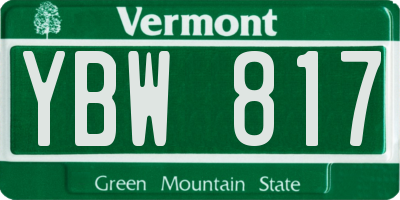 VT license plate YBW817