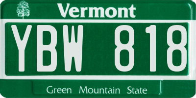 VT license plate YBW818