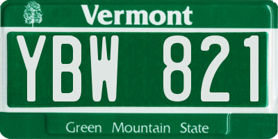 VT license plate YBW821