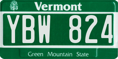 VT license plate YBW824