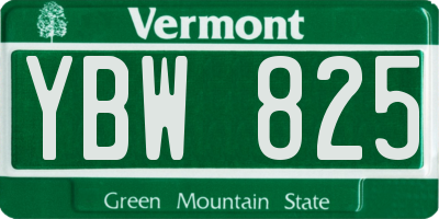 VT license plate YBW825