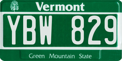 VT license plate YBW829