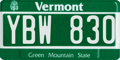 VT license plate YBW830