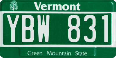 VT license plate YBW831