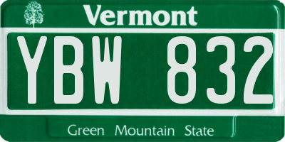 VT license plate YBW832