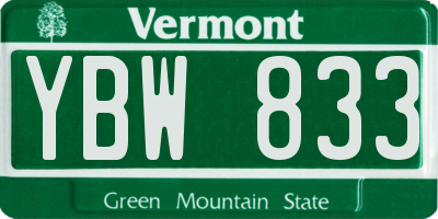 VT license plate YBW833