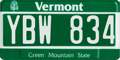 VT license plate YBW834