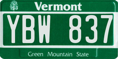 VT license plate YBW837