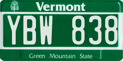 VT license plate YBW838