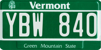 VT license plate YBW840