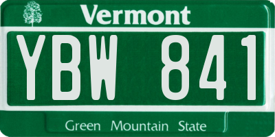 VT license plate YBW841