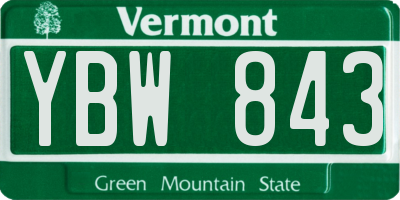 VT license plate YBW843