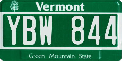 VT license plate YBW844