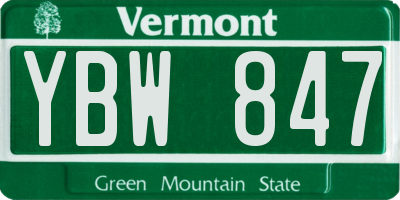 VT license plate YBW847