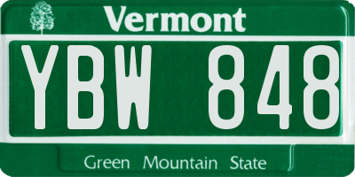 VT license plate YBW848