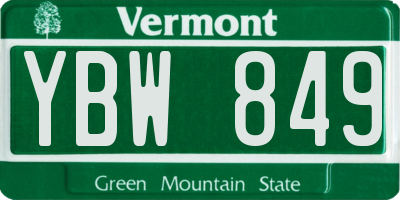 VT license plate YBW849