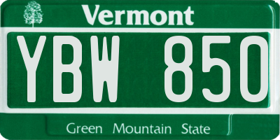 VT license plate YBW850