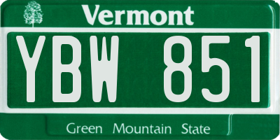 VT license plate YBW851