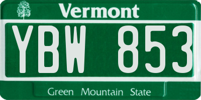 VT license plate YBW853
