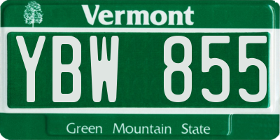 VT license plate YBW855