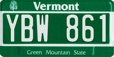 VT license plate YBW861