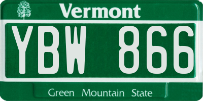 VT license plate YBW866