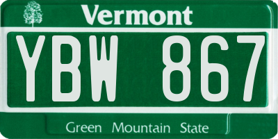 VT license plate YBW867