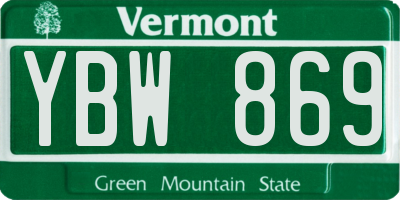 VT license plate YBW869