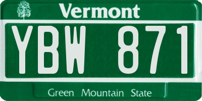 VT license plate YBW871