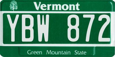 VT license plate YBW872