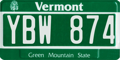 VT license plate YBW874