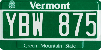 VT license plate YBW875