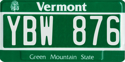 VT license plate YBW876
