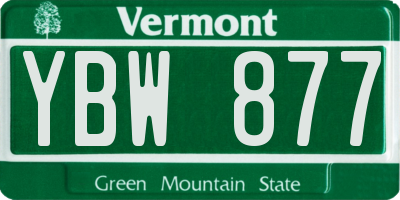 VT license plate YBW877