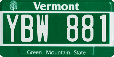 VT license plate YBW881