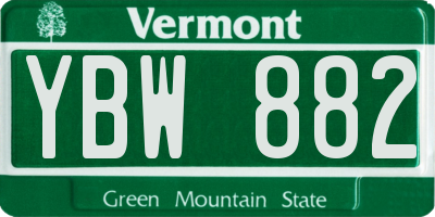 VT license plate YBW882