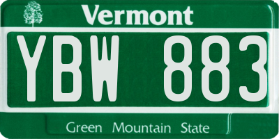 VT license plate YBW883