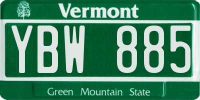 VT license plate YBW885