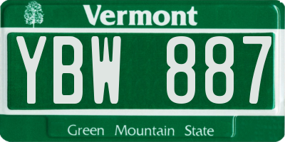 VT license plate YBW887